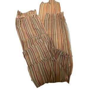 Park B Smith Tuscany striped orange tab top drapery panels cotton embroidered 83